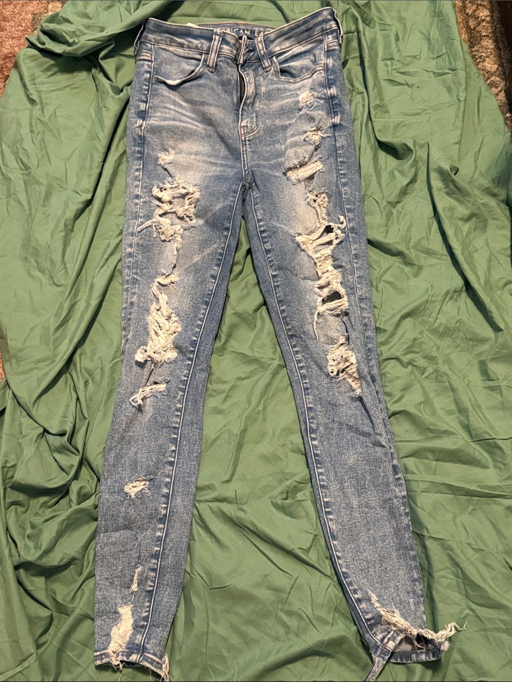 American Eagle Outfitters Distressed Light Blue Skinny Jeans